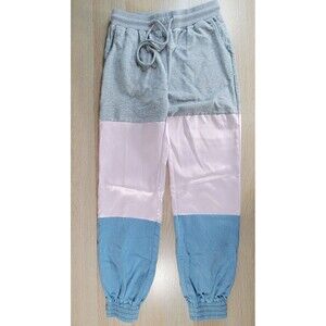 Nichole Lynel Color Block Sweatpants Womens S Gray Pink Blue Drawstring Joggers